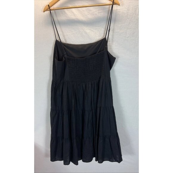 NEW Banana Republic Black Tiered Sun Dress linen smocked square neck XL flowy - Picture 2 of 7